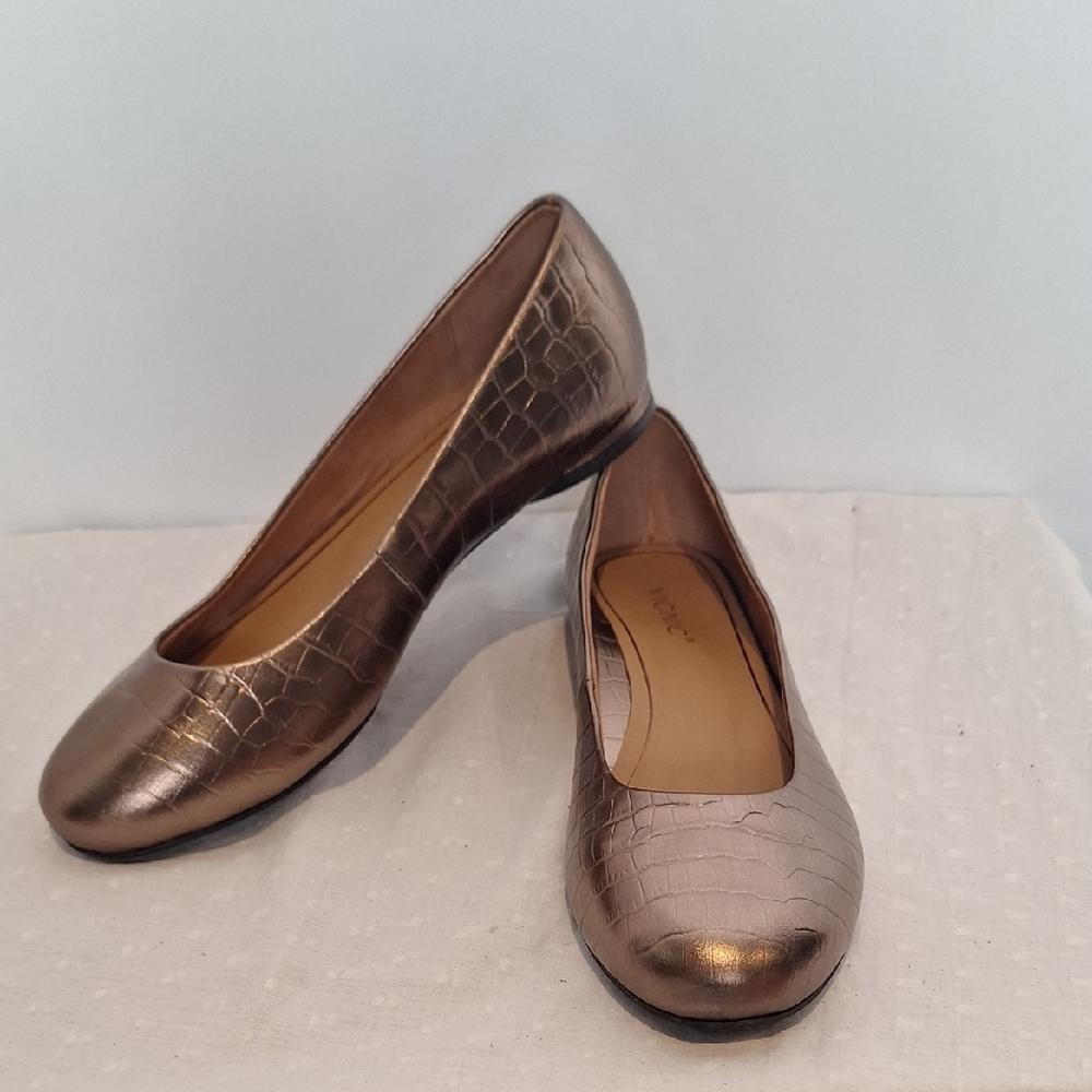 Vionic Bronze Croc-embossed Hannah Ballet Flats